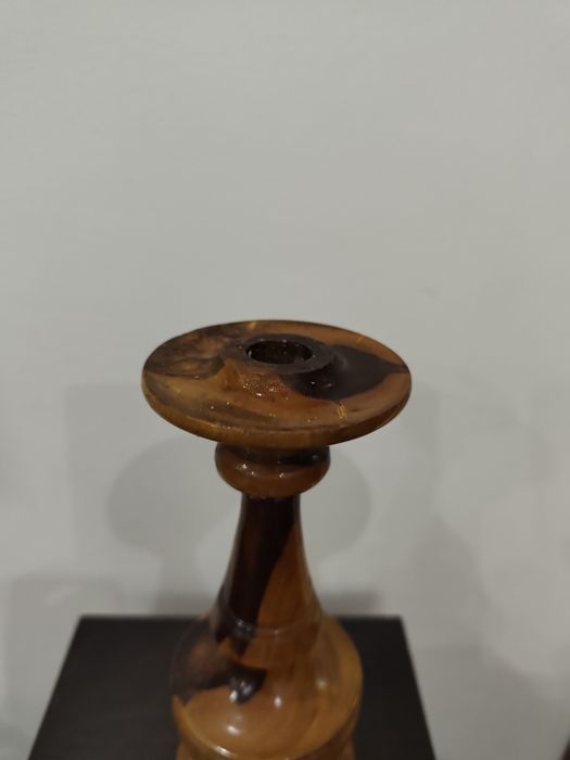 Винтидж дървен свещник – ръчна изработка, масив