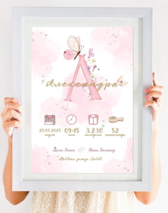 Бебешка визитка в рамка