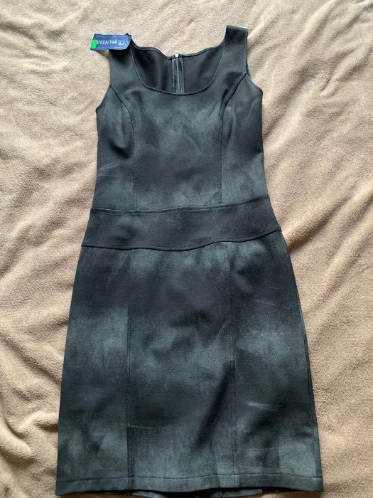 Офис рокля до коляното в сиво и черно без ръкави, 36, блуза сако пола