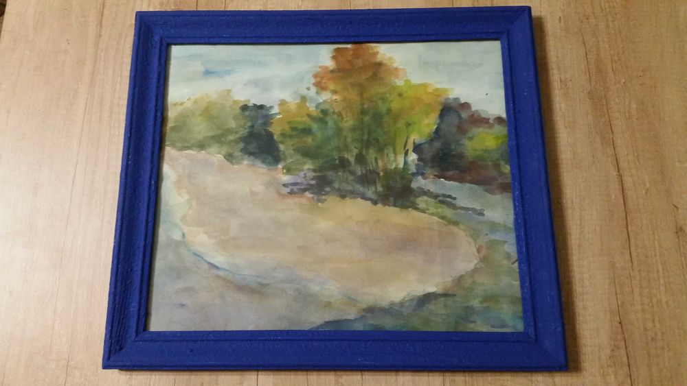 Чудесен пейзаж с езеро. Картина, рисувана с акварел.