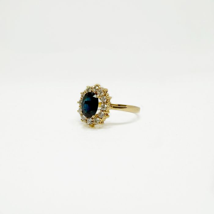 Inel din aur 18k cu safir si diamante naturale
