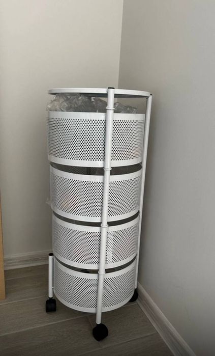 4-ярусная поворотная металлическая полка на колёсиках для кухни