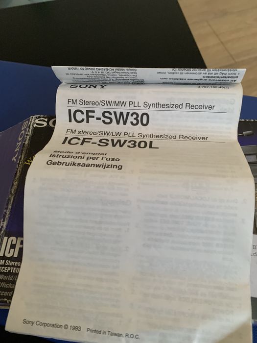 Sony ICF-SW30 FM Stereo/MW/SW1-10 PLL Synthesizer Receiver (BCL Radio)