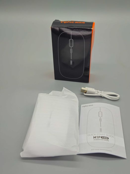 Безжична презареждаема мишка inphic M1P ultra slim 2.4G бяла