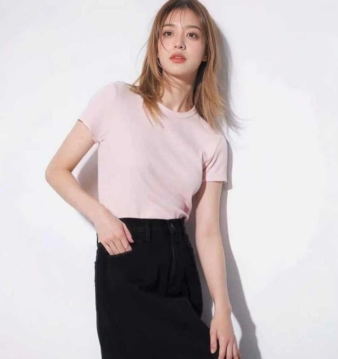 Новая женская мягкая ребристая футболка UNIQLO М и L разм зел роз Дост