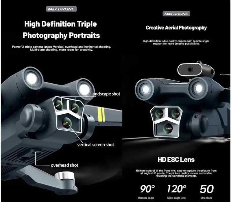 Сгъваем дрон M3 max Двойна камера HD, Широкоъгълен 120°