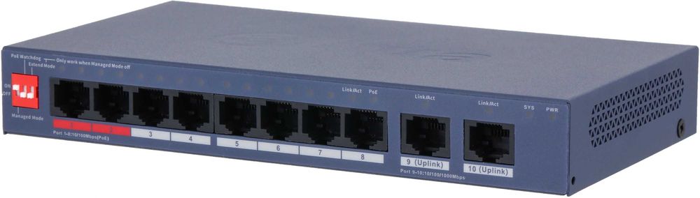 Switch 8 porturi PoE Dahua CS4010-8ET2GT-110 2xUpLink Gigabit management Nou