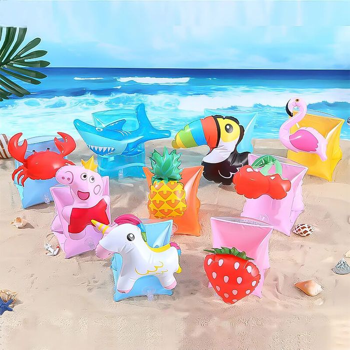 Детски надуваеми ръкавели/пояс плуване 3D еднорог, риба, ягода, дино