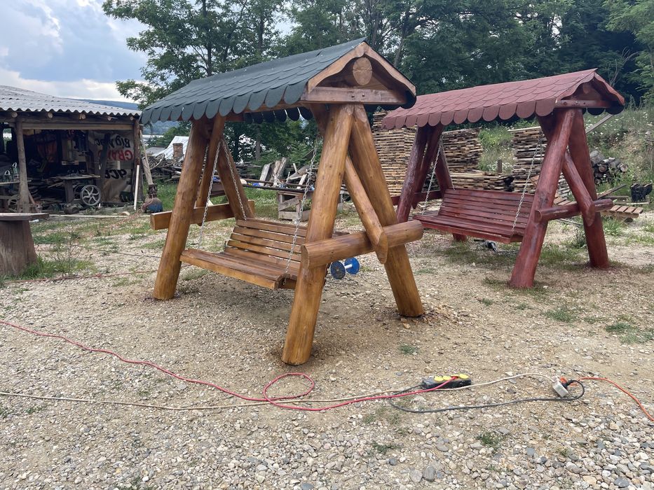 Balansoar din lemn rustic / leagan pentru copii