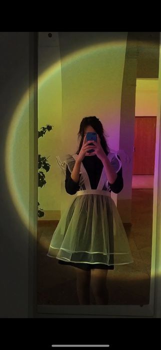 Школьная форма: платье + белый фартук