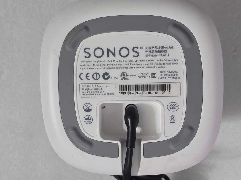 Boxa Wireless Sonos Play 1 Alba - Wi-Fi, Ethernet, Amplificator Clasa D