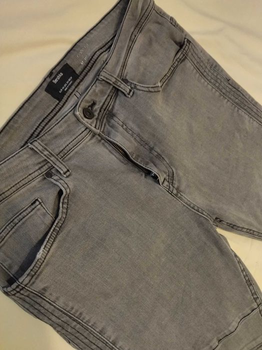 Pantaloni lungi blugi originali Bershka superbi gri