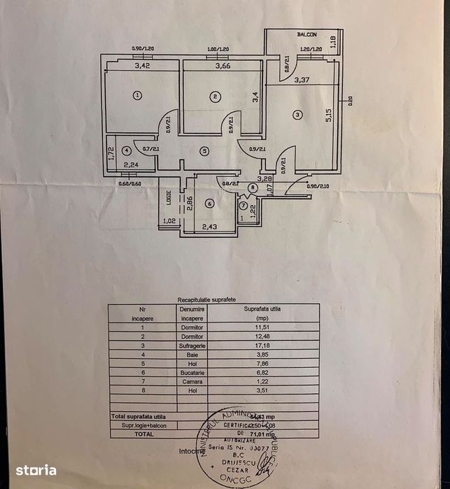 Apartament 3 camere A. Panu