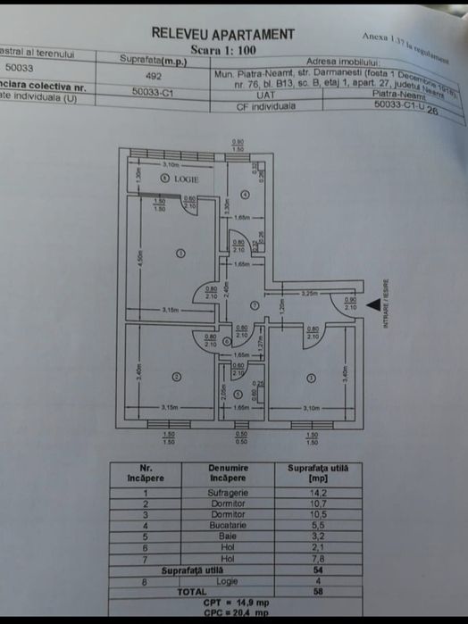 Apartament cu 3 camere