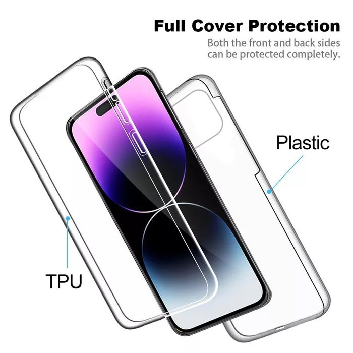 Прозрачен 360 Градуса Кейс за Apple iPhone 16 Pro / 15 / 14 Plus