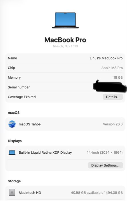 Macbook 14 inch M3 Pro