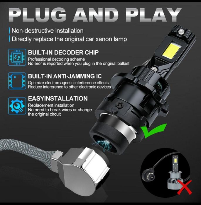 Becuri LED D2S D2R Canbus 12V  60000LM set 2buc