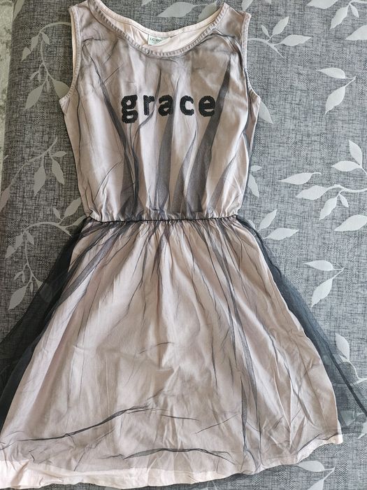 Детска розова рокля с тюл