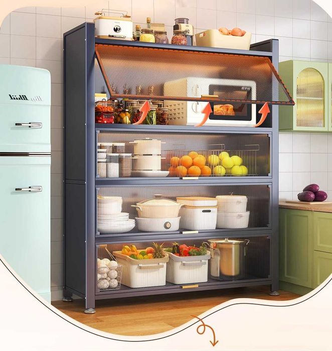 Кухонный шкаф с подъемной дверцей и удобными полками