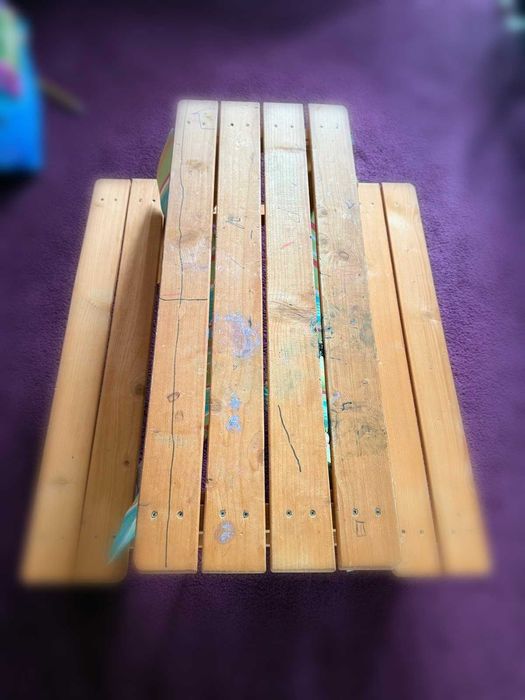 Masuta cu bancute  si pernute lemn copii / masa bancuta lemn