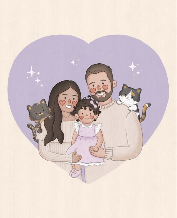 Подарък за Свети Валентин, Карикатура, Дигитален портрет по снимка