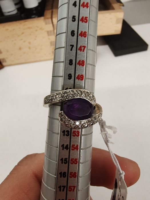 Inel Aur cu diamante și ametist 14k Gr 6,38 cod unic 3135