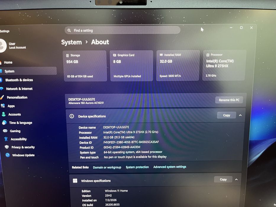 Dell Alienware 16X Aurora  5070/32gb 1Tb