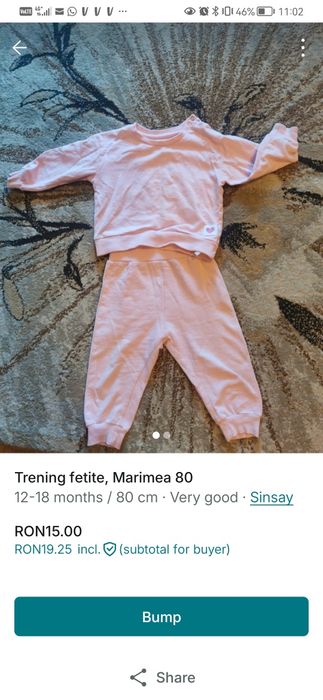 Lot de 3 Compleuri pentru fetite, roz si roz pal, in stare impecabila