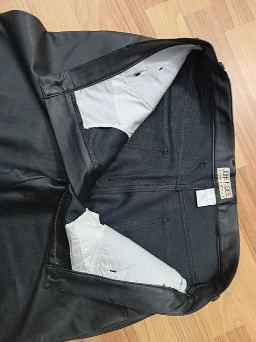 Pantaloni moto piele street  bleumarin închis spre gri măsură 50