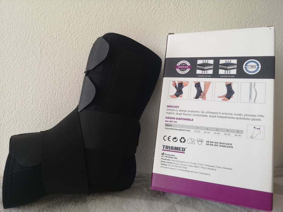 Orteza de glezna mobila cu atele metalice cu design anatomic