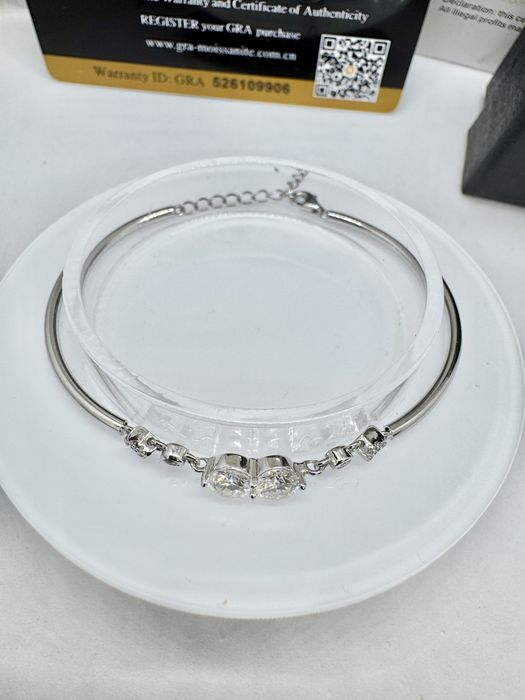 Сребърна гривна с мойсанит (Диамант) 1 карат