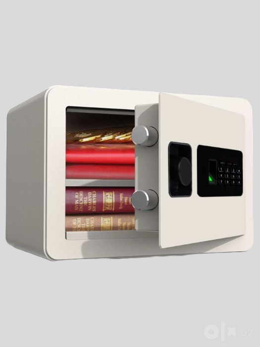 Сейф Deli 33559 с отпечаткам пальца белый 25х35х25 10кг