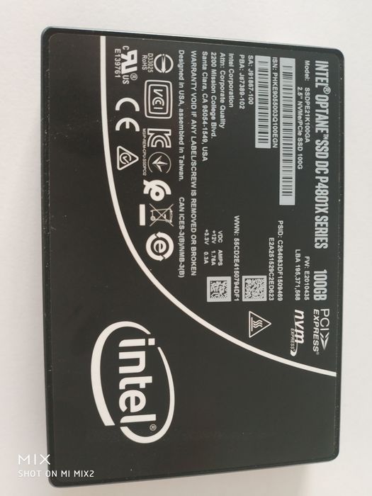 Intel Optane DC P4801x U.2 NVMe
