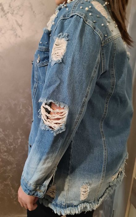 Дънково яке с перли