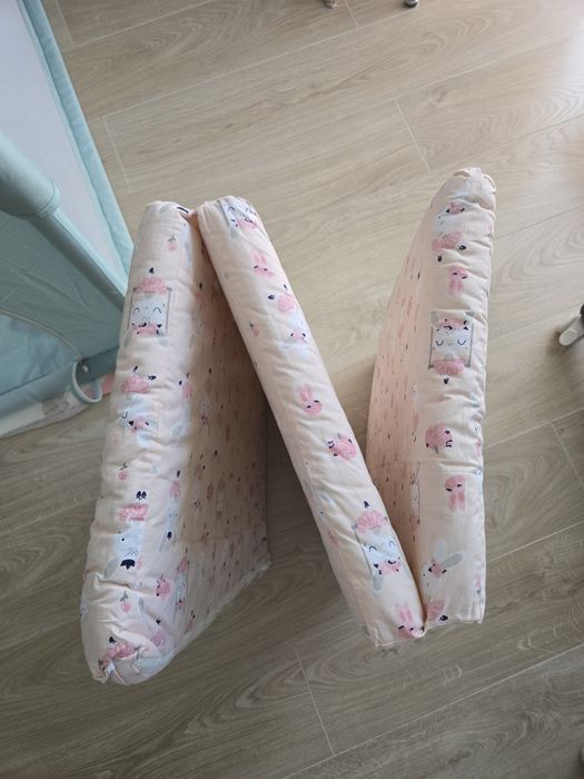Saltea pliabila din spuma poliuretanica si husa din bumbac, 120 X 60 cm, Bunny Roz