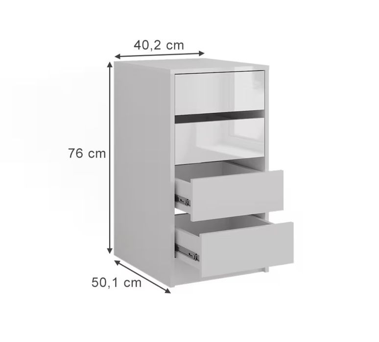Шкаф с 4 чекмеджета бял гланц 10228
