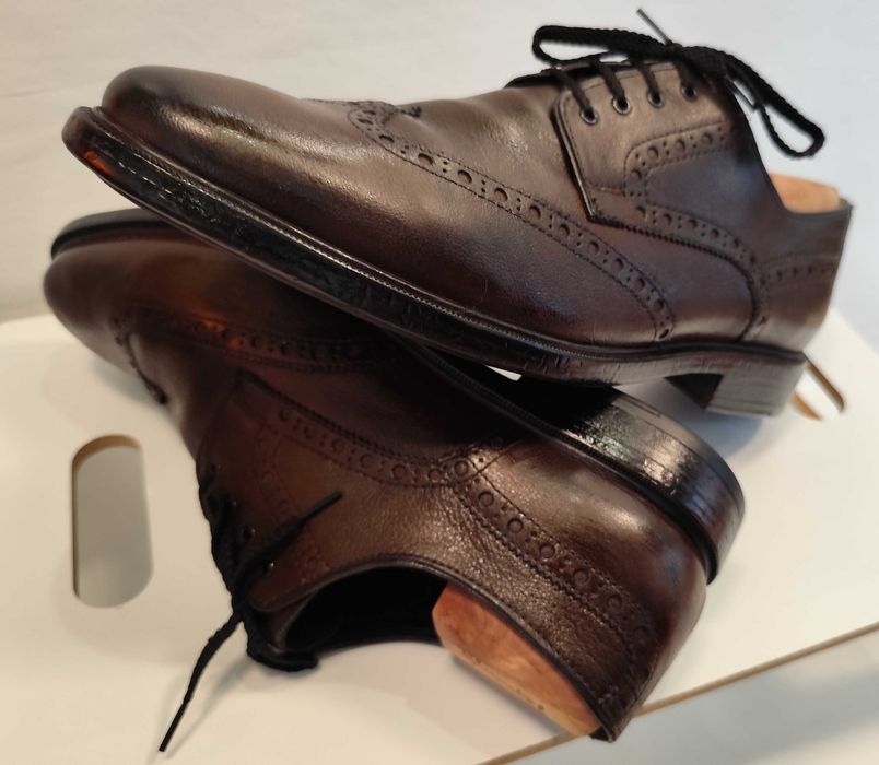 Pantofi derby brogue 45 premium GEOX 45 NOI piele naturala moale maro