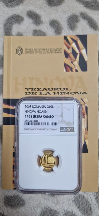 Moneda 10 lei 2008- Tezaurul de la  Hinova-  AUR