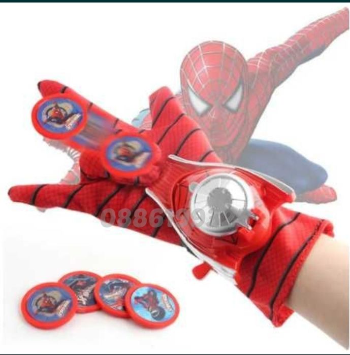 Детски Костюм на Спайдърмен с мускули и Ръкавица с изстрелвачка