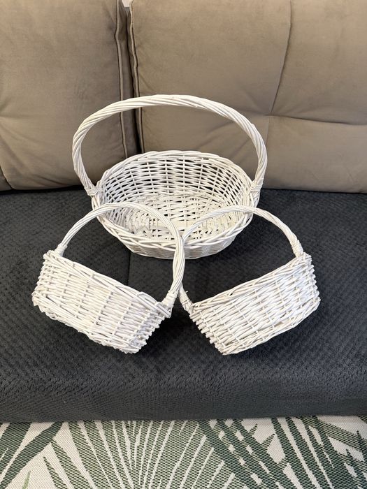 Плетёные белые корзины 3шт