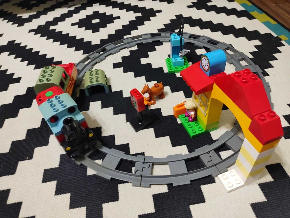 Set 3 trenuri LEGO Duplo+2 seturi extra sine+pod+piese bonus