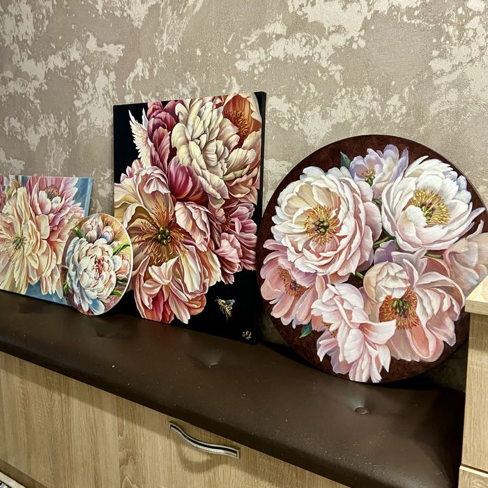 Картина маслом «Пионы»