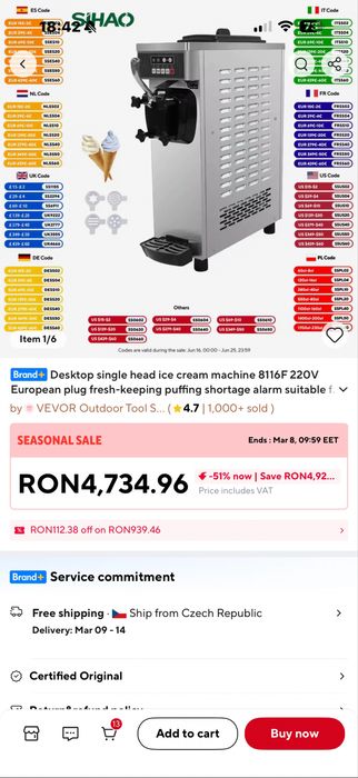 Maina de facut inghetata comerciala