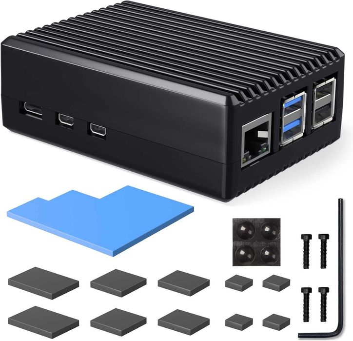 carcasă aluminiu Miuzei pentru Raspberry Pi 5, răcire pasivă, ca nouă