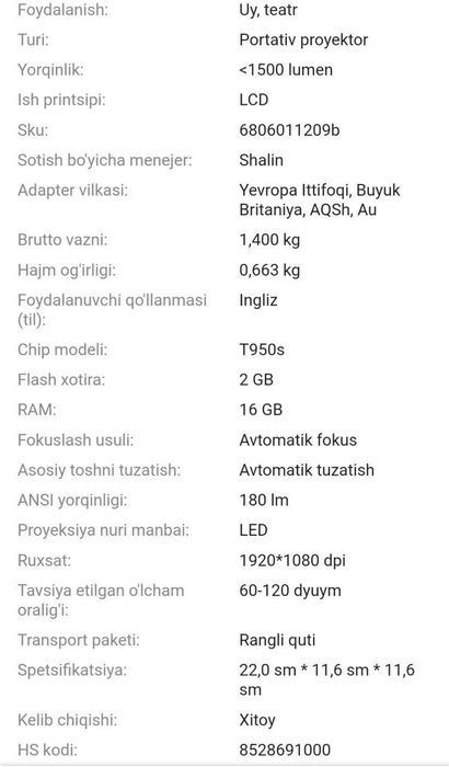 X nano Proyektor Hm 103A