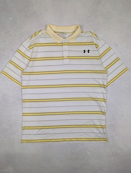 Tricou Polo Under Armour HeatGear în Dungi Galben/Alb - Mărimea L / XL