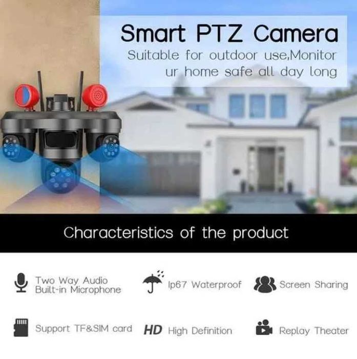 Соларна камера 15MP LYLU със SIM карта 4 лещи 26 диода аларма