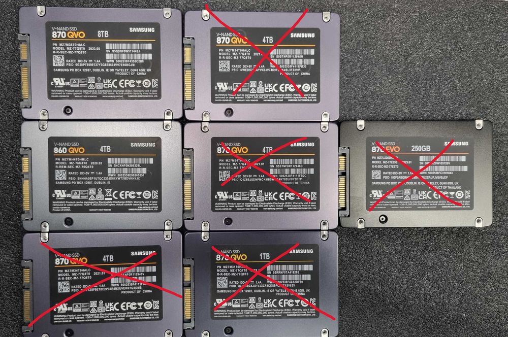 ЛОТ Samsung SSD 2.5'' SATA 8TB/4TB/1TB/250GB