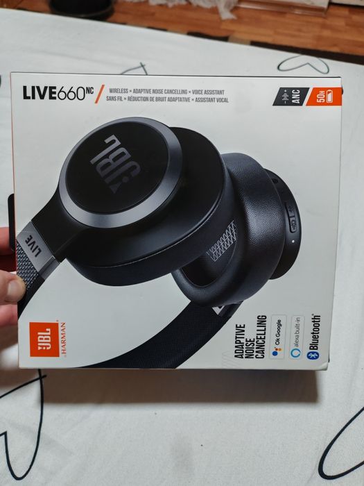Casti audio over-ear JBL Live 660NC, Noise Cancelling, Bluetooth, Asis
