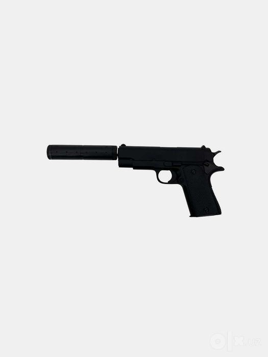 Игрушечный пистолет Airsoft Gun — Металлический корпус, с глушителем